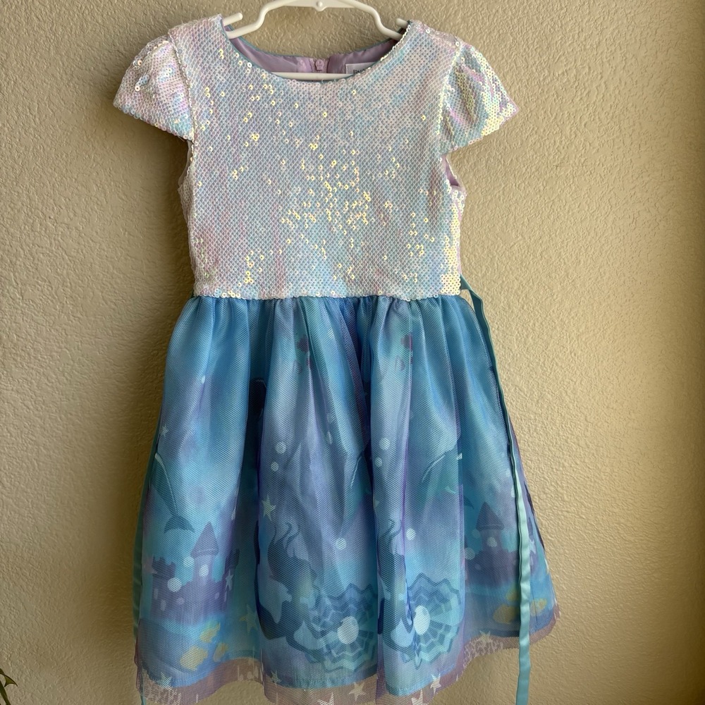 Little Angels Girls Mermaid Sequin Party Dress Blue Purple Size 5 Costume